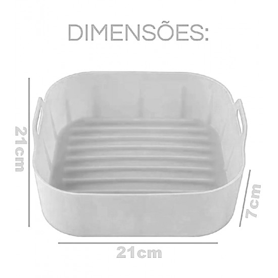 Forma Silicone 21x7cm Quadrada Protetor Air Fryer Cinza